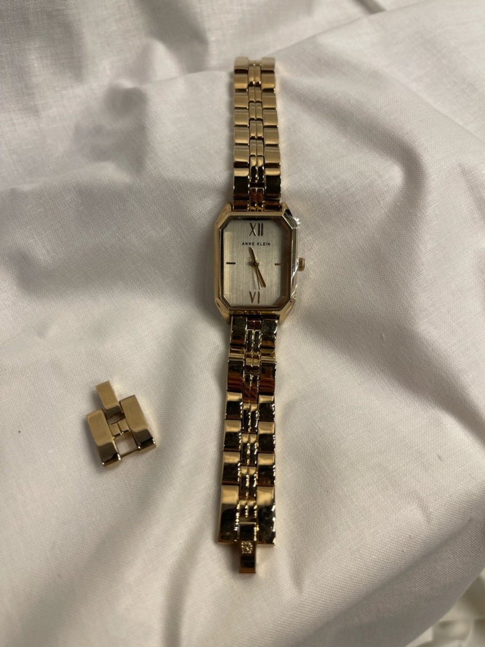 Anne Klein Gold-Tone Rectangular Silver Dial Bracelet Watch - Picture 2 of 4